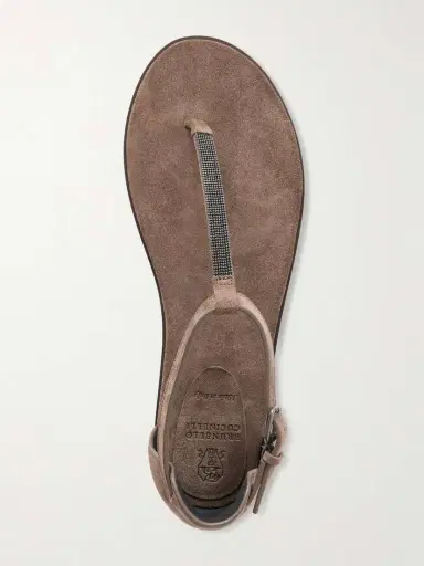 Brunello Cucinelli Bead-embellished Suede Sandals | Thumbnail 6 Brunello Cucinelli Bead-embellished Suede Sandals | Thumbnail 6