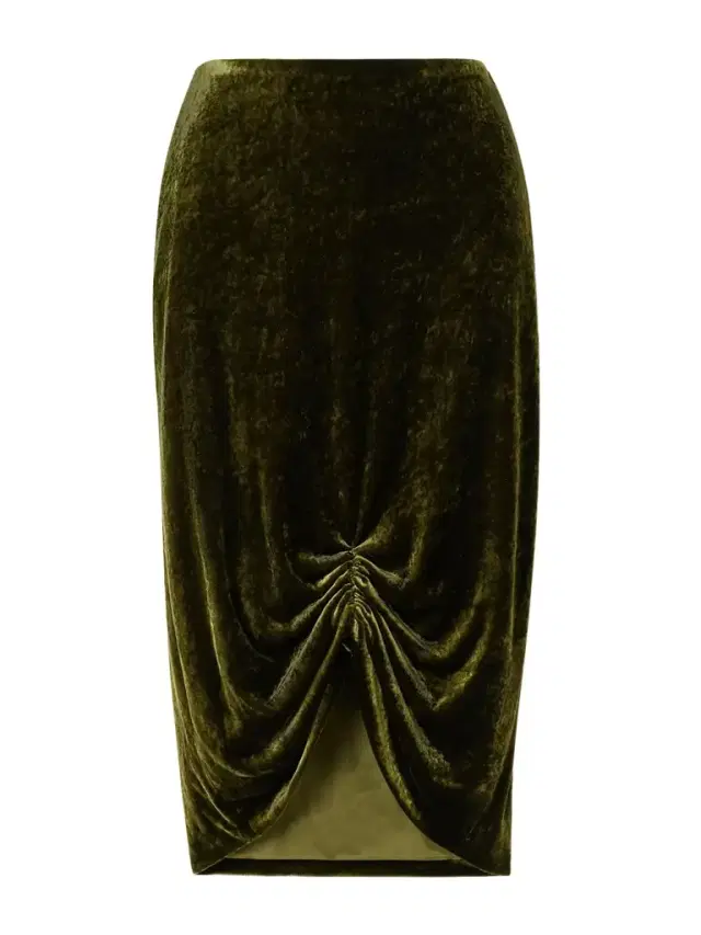 Ruched Velvet Skirt