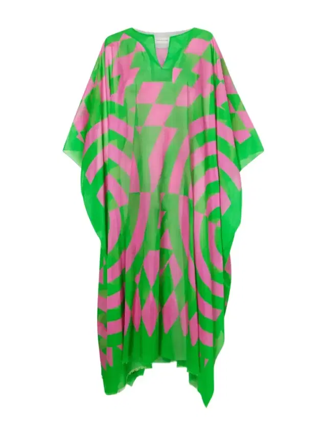 Frayed Printed Cotton-voile Kaftan