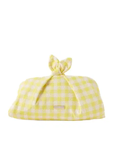 Aquazzura Bow Tie Checked Bouclé-jacquard Clutch | Thumbnail 1 Aquazzura Bow Tie Checked Bouclé-jacquard Clutch | Thumbnail 1