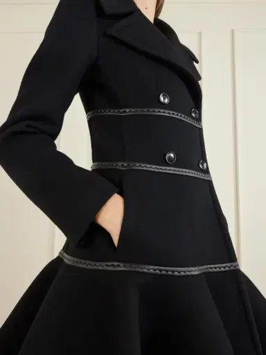 Alaïa Princess Double-breasted Leather-trimmed Wool Peplum Coat | Thumbnail 4