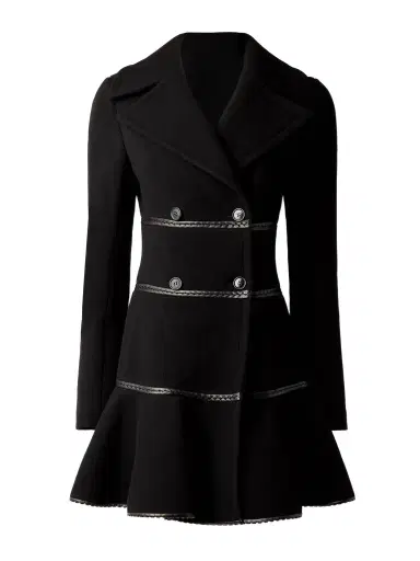 Alaïa Princess Double-breasted Leather-trimmed Wool Peplum Coat | Thumbnail 1