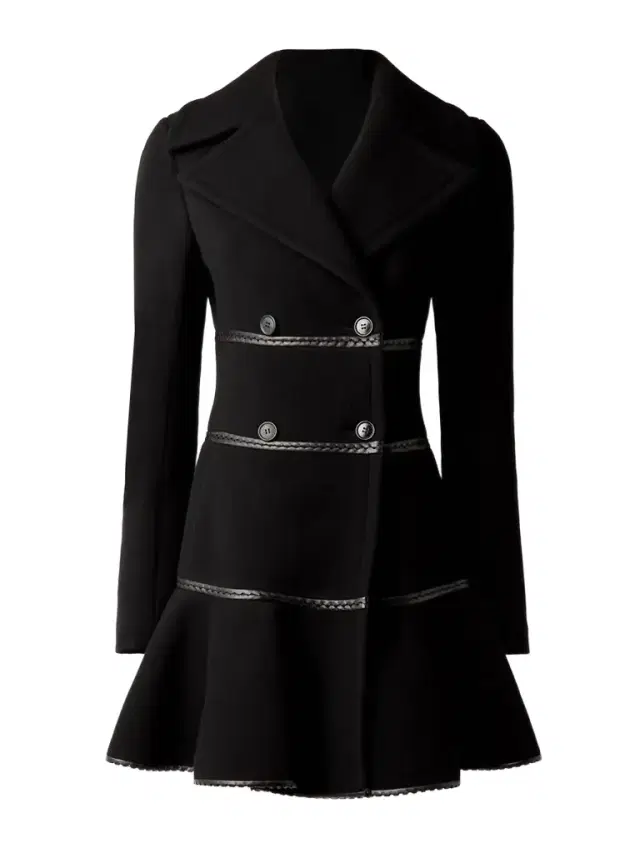 Alaïa Princess Double-breasted Leather-trimmed Wool Peplum Coat