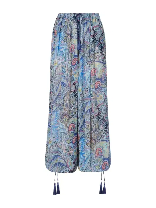 Printed Crepon Wide-leg Pants