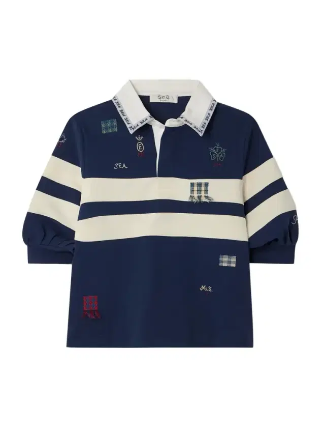 Claira Embroidered Striped Cotton-jersey Polo Shirt