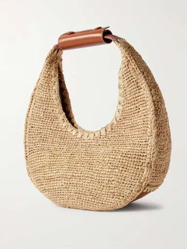 Staud Moon Leather-trimmed Raffia Tote | Thumbnail 3 Staud Moon Leather-trimmed Raffia Tote | Thumbnail 3