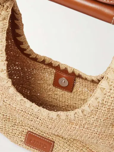 Staud Moon Leather-trimmed Raffia Tote | Thumbnail 5 Staud Moon Leather-trimmed Raffia Tote | Thumbnail 5