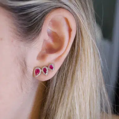Wish Fine Jewelry 2.04ct Diamond Ruby 18K Gold Climber Earrings | Thumbnail 2
