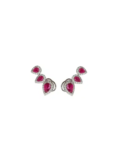 Wish Fine Jewelry 2.04ct Diamond Ruby 18K Gold Climber Earrings | Thumbnail 1