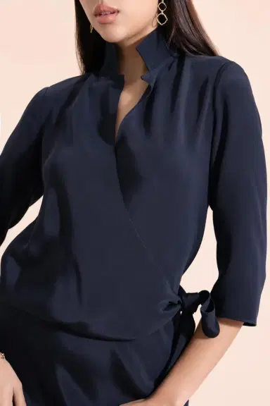 PETER COHEN Blouse Maxi Dress - Navy | Thumbnail 3