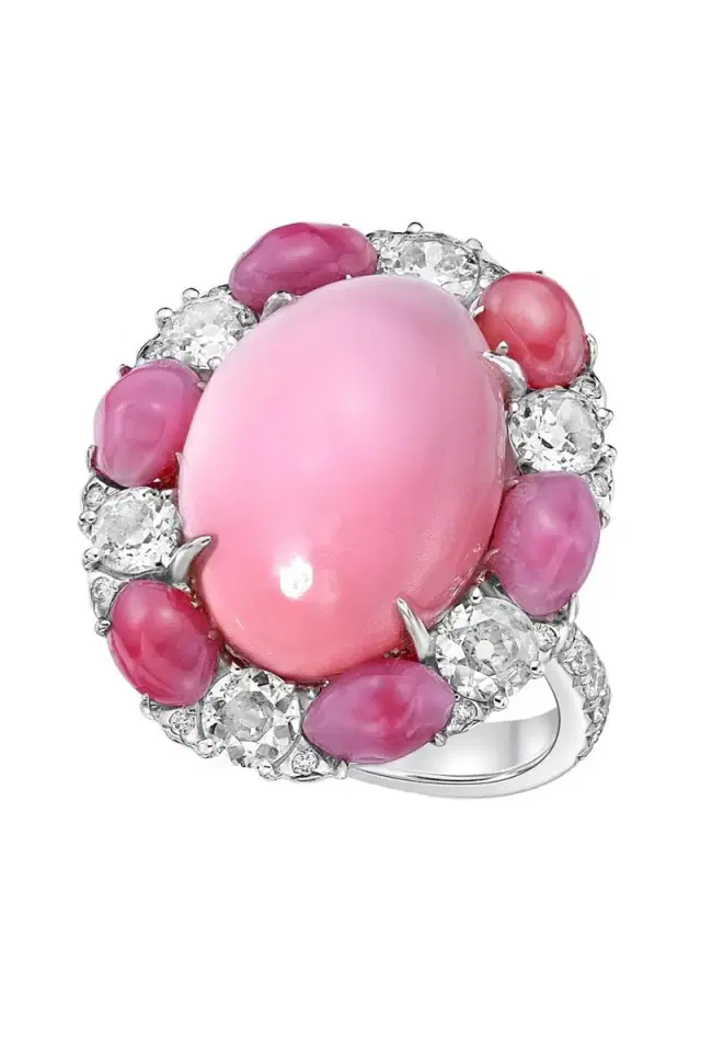 Pink Opal Diamond Ring