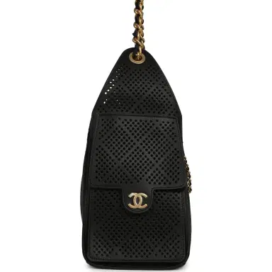 Chanel Chanel Small 25 Hobo Bag Black Perforated Calfskin Antique Gold Hardware | Thumbnail 4