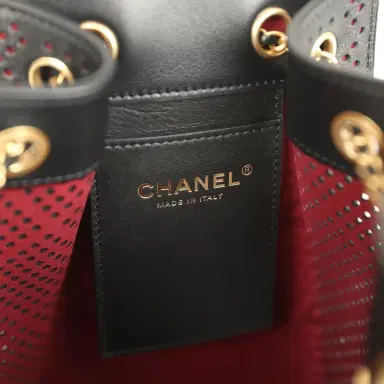 Chanel Chanel Small 25 Hobo Bag Black Perforated Calfskin Antique Gold Hardware | Thumbnail 9
