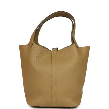 HERMÈS Hermes Picotin Lock 22 Dune Clemence Palladium Hardware | Thumbnail 4 HERMÈS Hermes Picotin Lock 22 Dune Clemence Palladium Hardware | Thumbnail 4