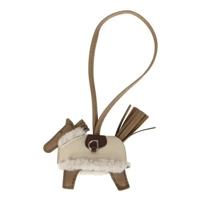 hermes Hermes Rodeo Robeo Plush Charm PM Beige Marfa, Terre, Craie, Ecru Milo Lambskin and Merino Wool Palladium Hardware