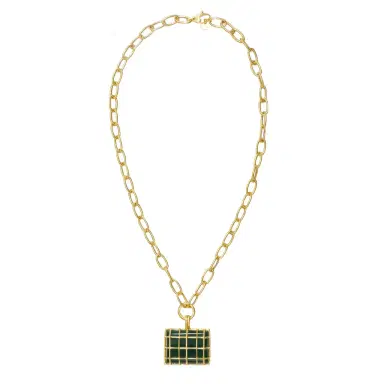 GOSHWARA Goshwara G-One 18K Yellow Gold Large Emerald Cage Pendant Necklace by The Solist | Thumbnail 1
