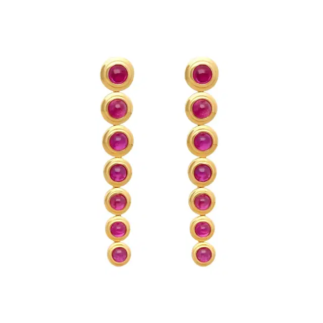 GOSHWARA Goshwara G-One 18K Yellow Gold Ruby Cabochon Chandelier Earrings by The Solist