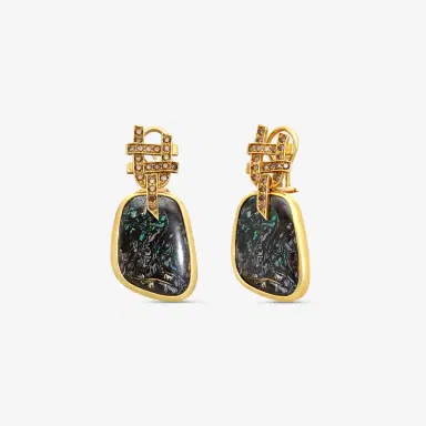 GOSHWARA Goshwara G-One 18K Yellow Gold Yowah Nut Opal & Brown Diamond Earrings by The Solist | Thumbnail 2
