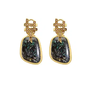 GOSHWARA Goshwara G-One 18K Yellow Gold Yowah Nut Opal & Brown Diamond Earrings by The Solist | Thumbnail 1