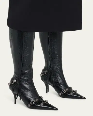 Balenciaga Cagole Lambskin Buckle Zip Knee Boots | Thumbnail 6