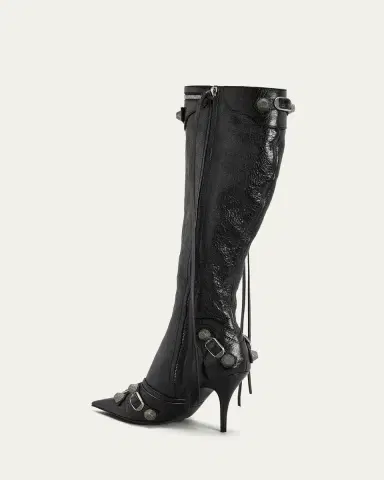 Balenciaga Cagole Lambskin Buckle Zip Knee Boots | Thumbnail 8