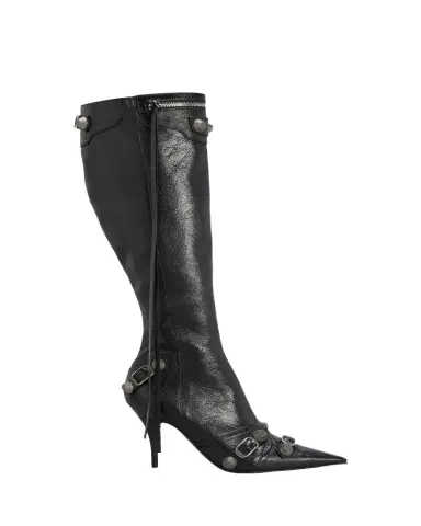 Balenciaga Cagole Lambskin Buckle Zip Knee Boots | Thumbnail 1