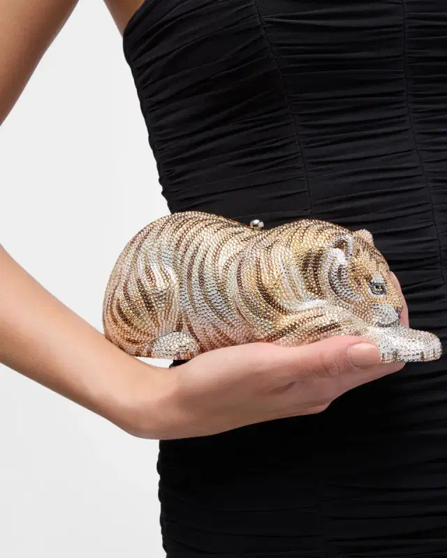 Wildcat Golden Cub Crystal Clutch Bag