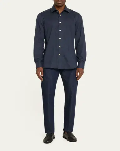 Kiton Men's Twill Flannel Sport Shirt | Thumbnail 2