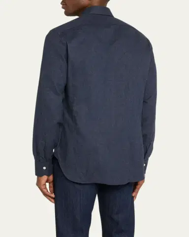 Kiton Men's Twill Flannel Sport Shirt | Thumbnail 3