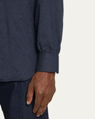 Kiton Men's Twill Flannel Sport Shirt | Thumbnail 5