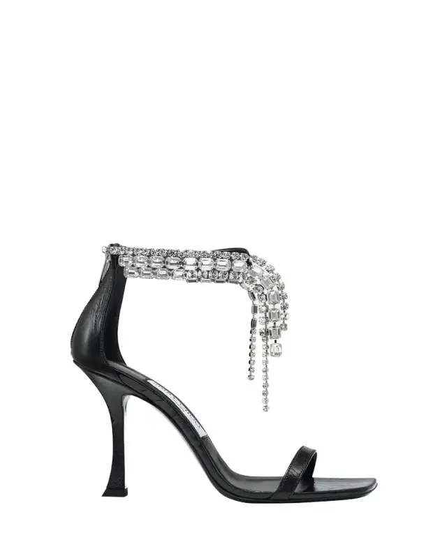 Jimmy Choo Verity Leather Crystal-Cuff Sandals