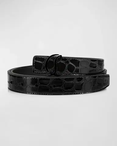 Christian Louboutin CL Logo Belt 25MM in Alligator Embossed Leather | Thumbnail 2