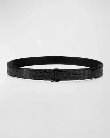 Christian Louboutin CL Logo Belt 25MM in Alligator Embossed Leather | Thumbnail 4