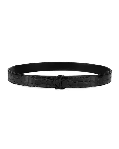Christian Louboutin CL Logo Belt 25MM in Alligator Embossed Leather | Thumbnail 1