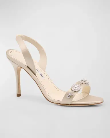 Manolo Blahnik Crystal Satin Halter Sandals | Thumbnail 2