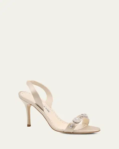 Manolo Blahnik Crystal Satin Halter Sandals | Thumbnail 12