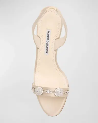 Manolo Blahnik Crystal Satin Halter Sandals | Thumbnail 5