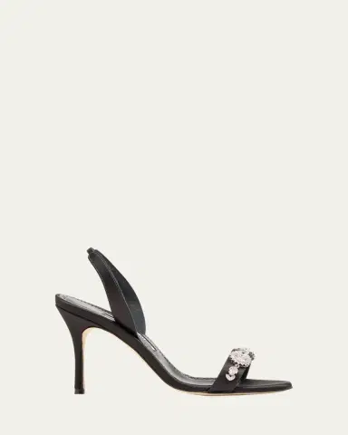 Manolo Blahnik Crystal Satin Halter Sandals | Thumbnail 7