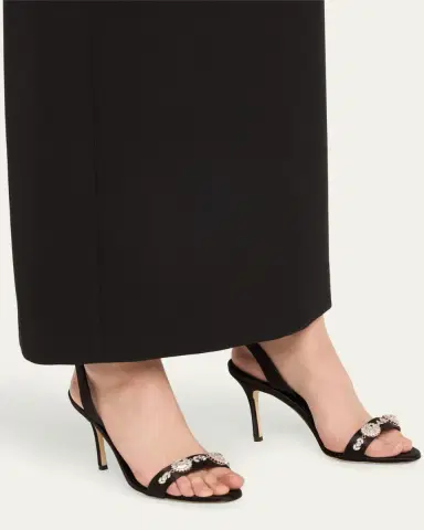 Manolo Blahnik Crystal Satin Halter Sandals | Thumbnail 8