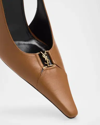 Saint Laurent Babylone Leather YSL Slingback Pumps | Thumbnail 3 Saint Laurent Babylone Leather YSL Slingback Pumps | Thumbnail 3