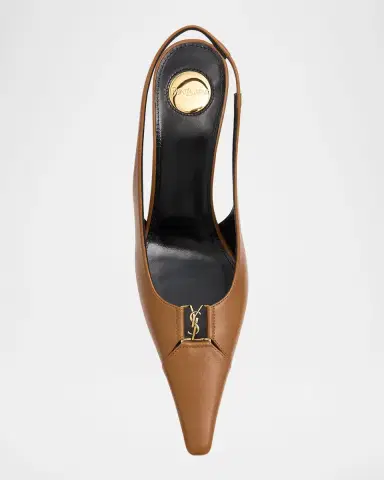 Saint Laurent Babylone Leather YSL Slingback Pumps | Thumbnail 4 Saint Laurent Babylone Leather YSL Slingback Pumps | Thumbnail 4
