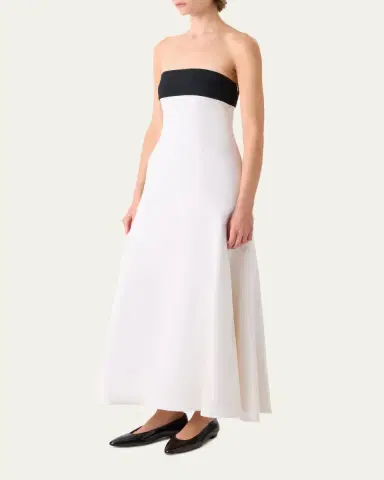 Akris Strapless Denim A-Line Ankle Dress | Thumbnail 4 Akris Strapless Denim A-Line Ankle Dress | Thumbnail 4