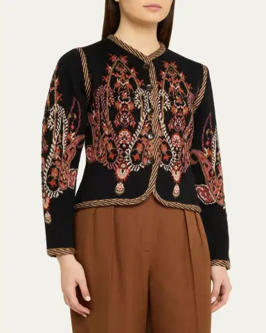 Etro Paisley Jacquard Cropped Wool-Blend Cardigan | Thumbnail 4 Etro Paisley Jacquard Cropped Wool-Blend Cardigan | Thumbnail 4
