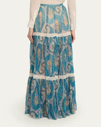 Etro Lace-Trimmed Paisley Maxi Skirt | Thumbnail 3