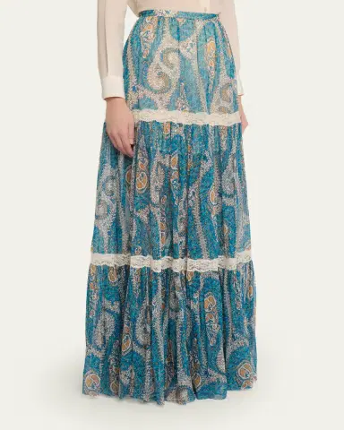 Etro Lace-Trimmed Paisley Maxi Skirt | Thumbnail 4