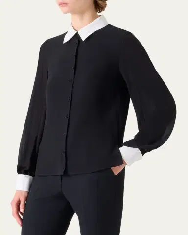Akris Silk Georgette Button-Down Blouse | Thumbnail 4