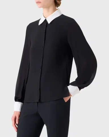 Akris Silk Georgette Button-Down Blouse | Thumbnail 8