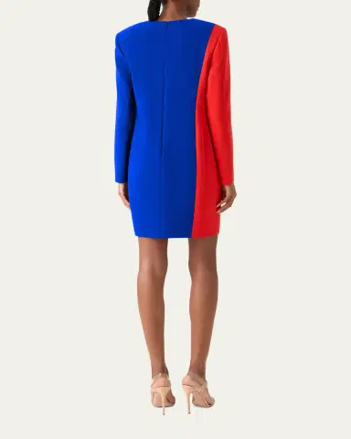 Akris Vortex Patchwork Wool Long-Sleeve Mini Dress | Thumbnail 3 Akris Vortex Patchwork Wool Long-Sleeve Mini Dress | Thumbnail 3