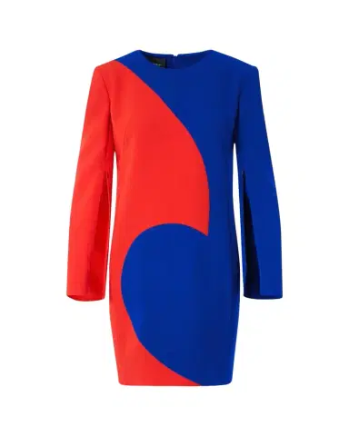 Akris Vortex Patchwork Wool Long-Sleeve Mini Dress | Thumbnail 1 Akris Vortex Patchwork Wool Long-Sleeve Mini Dress | Thumbnail 1
