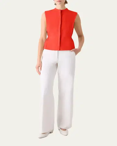 Akris Sleeveless Linen Button-Front Blouse | Thumbnail 2 Akris Sleeveless Linen Button-Front Blouse | Thumbnail 2